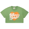 Camiseta corta de mujer con corazón y logotipo en letra cursiva