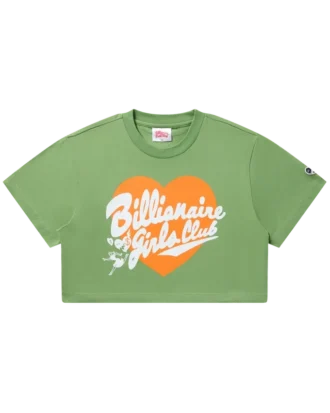 Camiseta corta de mujer con corazón y logotipo en letra cursiva