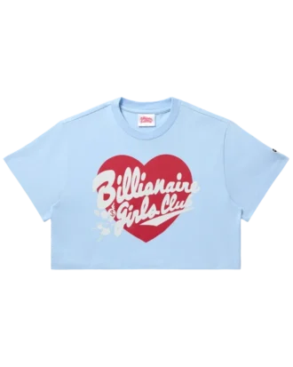 Camiseta corta de mujer con corazón y logotipo en letra cursiva