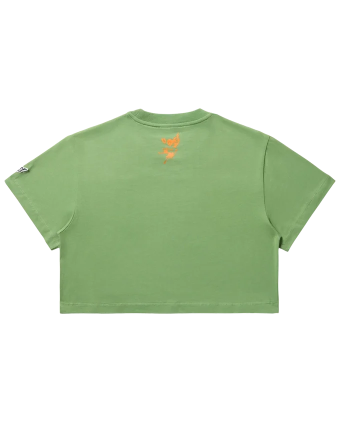 Camiseta corta de mujer con corazón y logotipo en letra cursiva