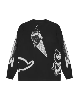Camiseta de manga larga con logotipos múltiples en semitonos