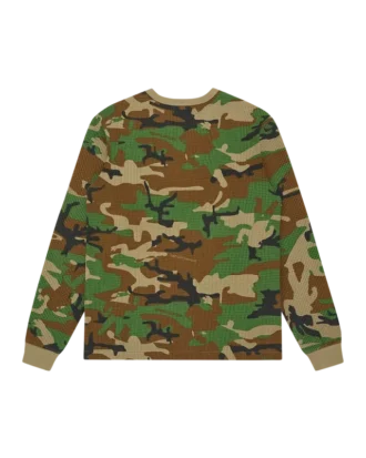 Camiseta de manga larga de tejido waffle con estampado de camuflaje