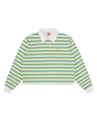 Camiseta de rugby corta a rayas con polo de hielo para mujer
