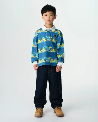 Camiseta de rugby infantil con estampado de camuflaje de robots