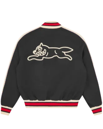 Chaqueta bomber de satén con Running Dog corriendo