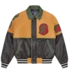 Chaqueta universitaria de cuero craquelado