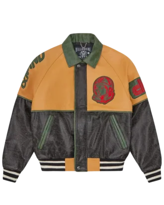 Chaqueta universitaria de cuero craquelado