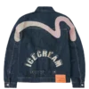 Chaqueta vaquera con estampado de gaviota y bordado