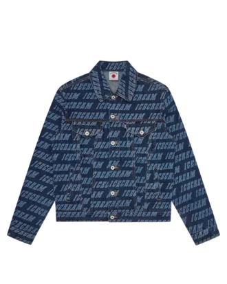 Chaqueta vaquera tipo trucker con logotipo repetido
