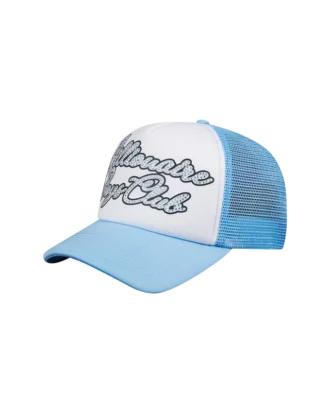 Gorra de camionero con letras en forma de diamante