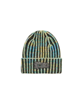 Gorro de punto teñido con el logotipo en letra cursiva