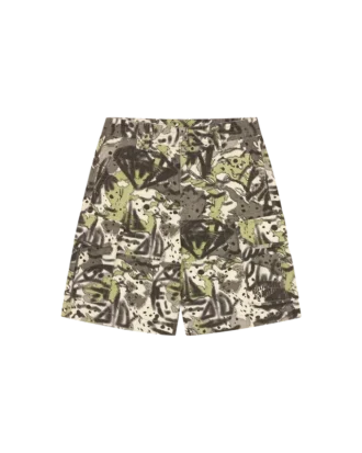 Pantalones cortos cargo de algodón con estampado de camuflaje superpuesto