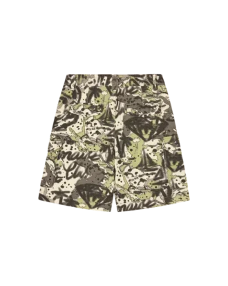 Pantalones cortos cargo de algodón con estampado de camuflaje superpuesto