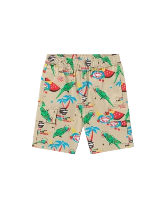 Pantalones cortos cargo para niños con pájaro