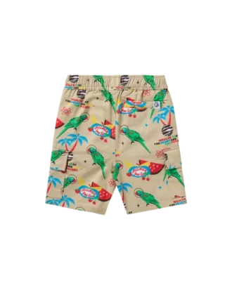 Pantalones cortos cargo para niños con pájaro