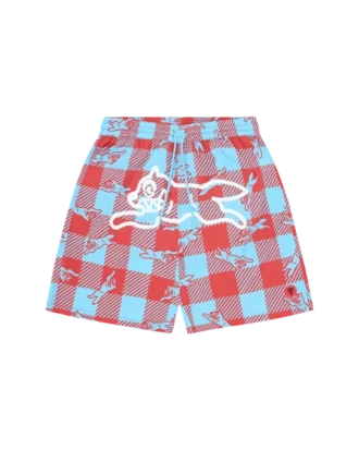 Pantalones cortos con estampado de cuadros y Running Dog corriendo