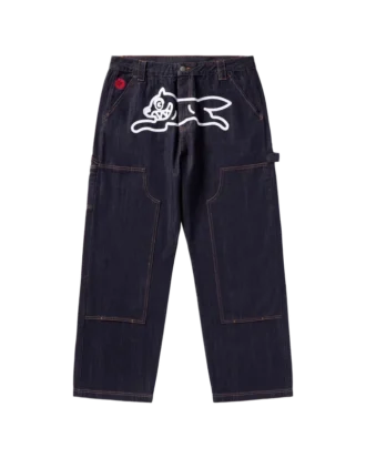 Pantalones de carpintero de denim Running Dog con ribete