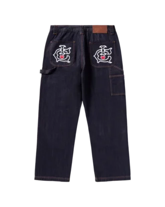 Pantalones de carpintero de denim Running Dog con ribete