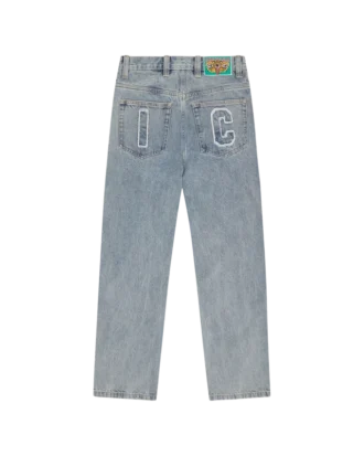 Pantalones vaqueros con aplique de Running Dog y doble bolsillo