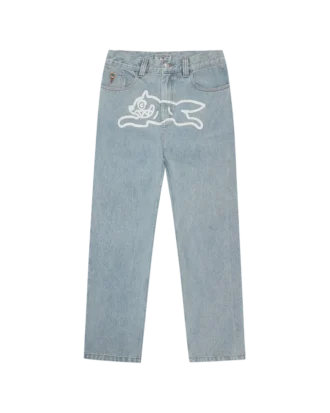 Pantalones vaqueros de doble bolsillo con el perro corriendo