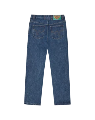 Pantalones vaqueros de doble bolsillo con el perro corriendo