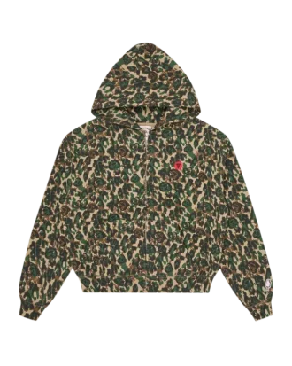 Sudadera con capucha y cremallera de camuflaje para mujer