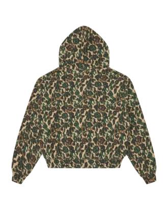 Sudadera con capucha y cremallera de camuflaje para mujer